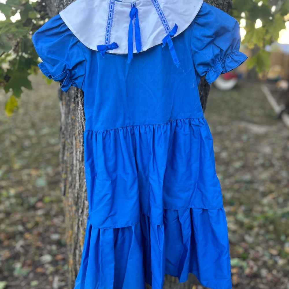 Vintage Blue Dress with White Collar- flaw